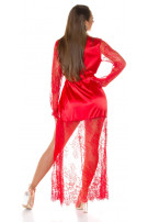 Sexy satijn look jurk gown met kant rood